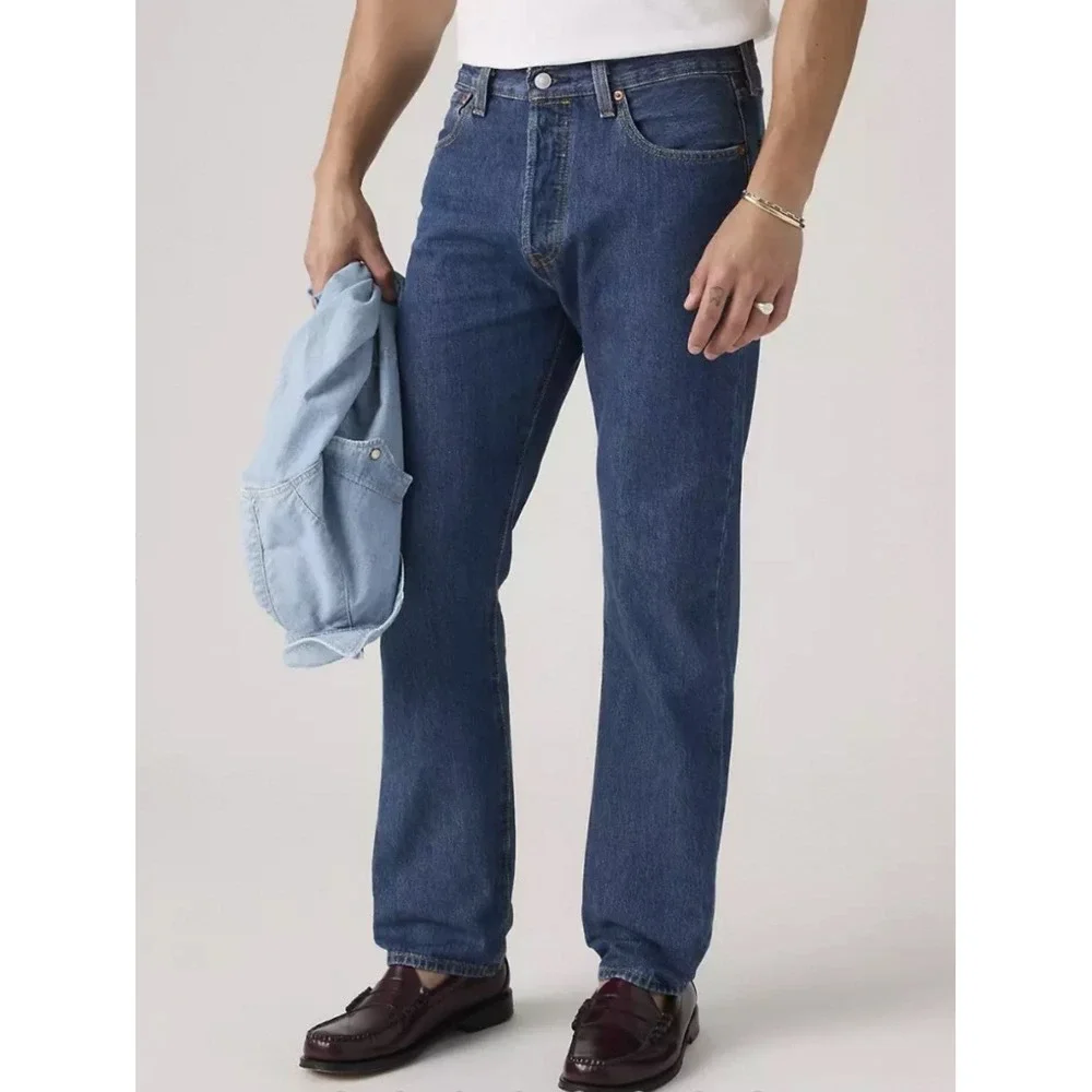NWT Levis 501 Original‎ Fit Mens Button Fly Jeans Dark Wash 34x32